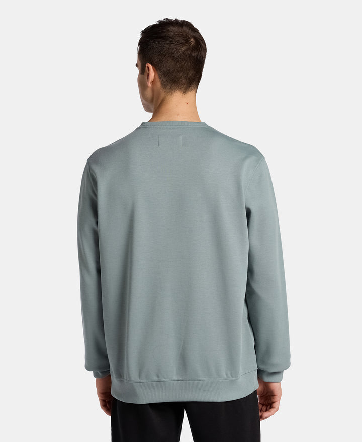 Super Combed Cotton Rich Pique Sweatshirt with Ribbed Cuffs - Stormy Sea
