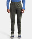 Super Combed Cotton Rich Slim Fit Trackpants with Side and Zipper Media Pockets  - Deep Olive