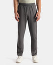 Super Combed Cotton Rich Slim Fit Trackpants with Side and Zipper Media Pockets - Magnet