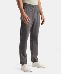 Super Combed Cotton Rich Slim Fit Trackpants with Side and Zipper Media Pockets - Magnet