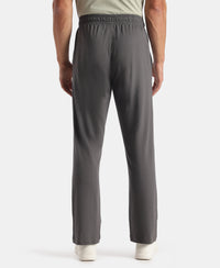 Super Combed Cotton Rich Slim Fit Trackpants with Side and Zipper Media Pockets - Magnet