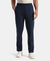 Super Combed Cotton Rich Straight Fit Trackpants with Side and Zipper Media Pockets - Navy