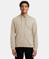 Super Combed Cotton Rich Pique Hoodie Jacket with Ribbed Cuffs - Birch