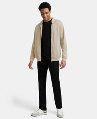 Super Combed Cotton Rich Pique Hoodie Jacket with Ribbed Cuffs - Birch