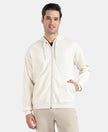Super Combed Cotton Rich Pique Hoodie Jacket with Ribbed Cuffs - Birch