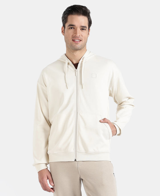 Super Combed Cotton Rich Pique Hoodie Jacket with Ribbed Cuffs - Birch