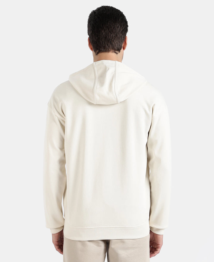 Super Combed Cotton Rich Pique Hoodie Jacket with Ribbed Cuffs - Birch