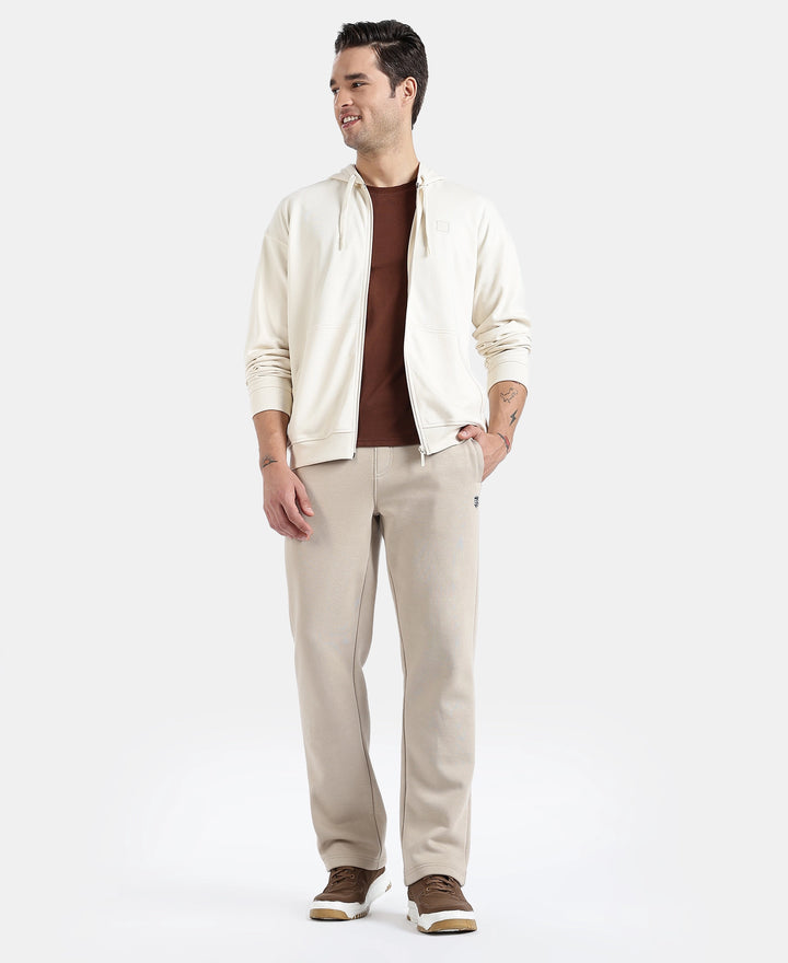 Super Combed Cotton Rich Pique Hoodie Jacket with Ribbed Cuffs - Birch