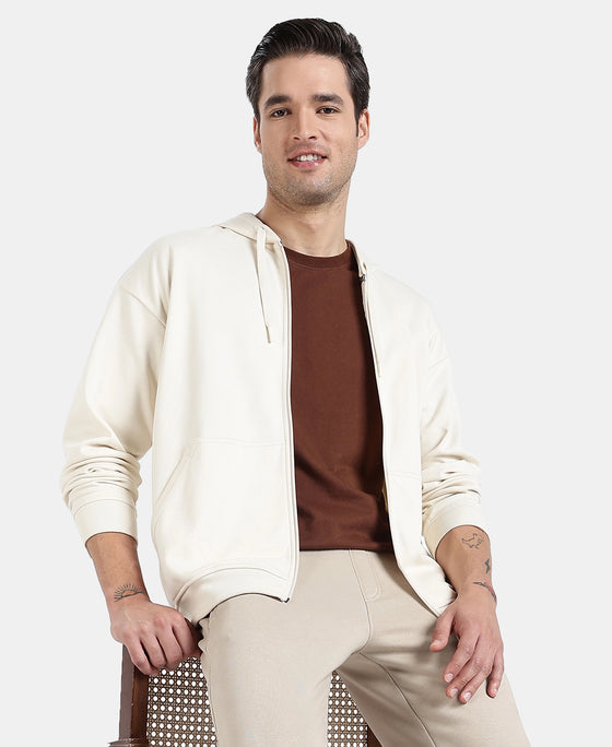 Super Combed Cotton Rich Pique Hoodie Jacket with Ribbed Cuffs - Birch