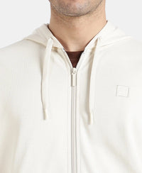 Super Combed Cotton Rich Pique Hoodie Jacket with Ribbed Cuffs - Birch