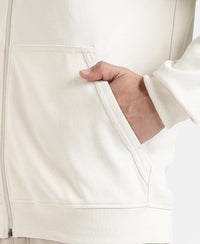 Super Combed Cotton Rich Pique Hoodie Jacket with Ribbed Cuffs - Birch