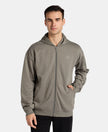 Super Combed Cotton Rich Pique Hoodie Jacket with Ribbed Cuffs - Castor Gray