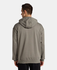 Super Combed Cotton Rich Pique Hoodie Jacket with Ribbed Cuffs - Castor Gray