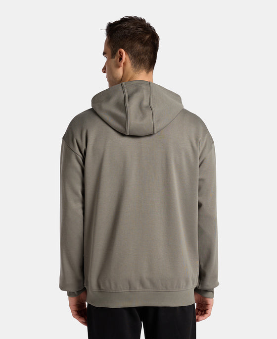 Super Combed Cotton Rich Pique Hoodie Jacket with Ribbed Cuffs - Castor Gray