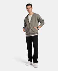 Super Combed Cotton Rich Pique Hoodie Jacket with Ribbed Cuffs - Castor Gray