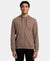 Super Combed Cotton Rich Pique Hoodie Jacket with Ribbed Cuffs - Dark Khaki