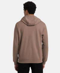 Super Combed Cotton Rich Pique Hoodie Jacket with Ribbed Cuffs - Dark Khaki