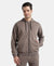 Super Combed Cotton Rich Pique Hoodie Jacket with Ribbed Cuffs - Dark Khaki