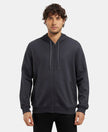 Super Combed Cotton Rich Pique Hoodie Jacket with Ribbed Cuffs - Graphite-1