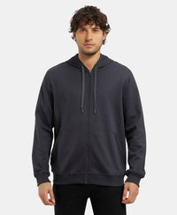 Super Combed Cotton Rich Pique Hoodie Jacket with Ribbed Cuffs - Graphite-1