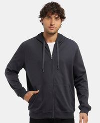 Super Combed Cotton Rich Pique Hoodie Jacket with Ribbed Cuffs - Graphite-5