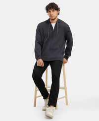 Super Combed Cotton Rich Pique Hoodie Jacket with Ribbed Cuffs - Graphite-6