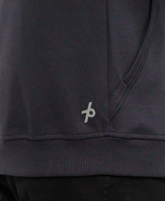 Super Combed Cotton Rich Pique Hoodie Jacket with Ribbed Cuffs - Graphite-7