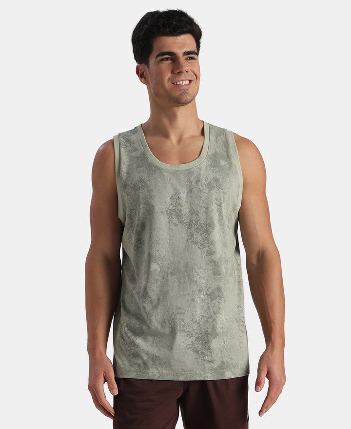 Super Combed Cotton Blend Printed Tank Top - Desert Sage