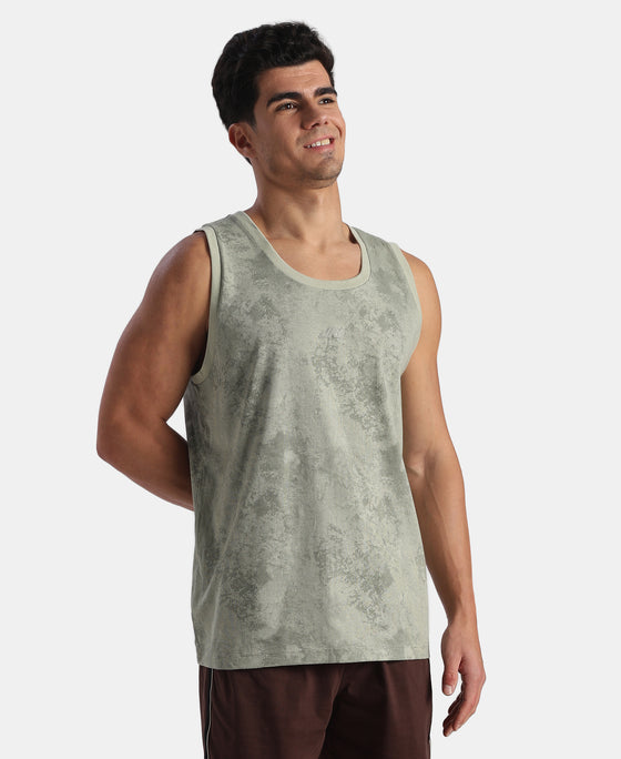 Super Combed Cotton Blend Printed Tank Top - Desert Sage