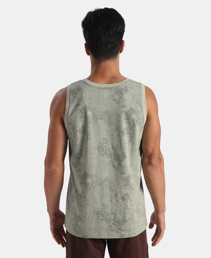 Super Combed Cotton Blend Printed Tank Top - Desert Sage