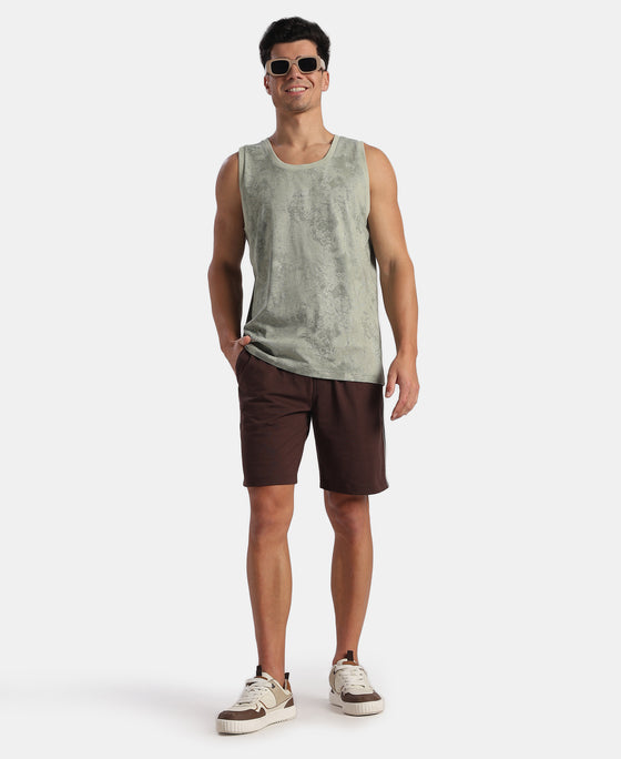 Super Combed Cotton Blend Printed Tank Top - Desert Sage