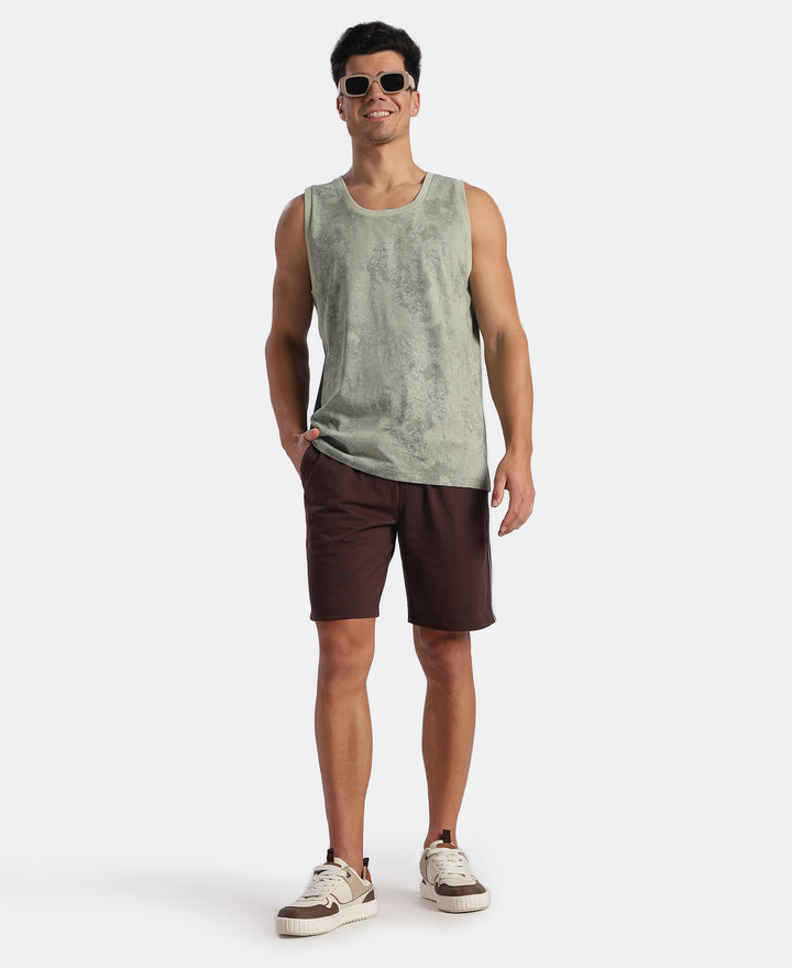 Super Combed Cotton Blend Printed Tank Top - Desert Sage