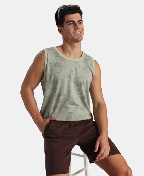 Super Combed Cotton Blend Printed Tank Top - Desert Sage