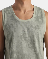 Super Combed Cotton Blend Printed Tank Top - Desert Sage