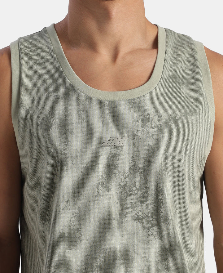 Super Combed Cotton Blend Printed Tank Top - Desert Sage