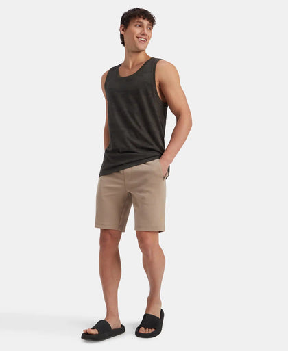 Super Combed Cotton Blend Printed Tank Top - Olive