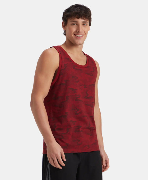 Super Combed Cotton Blend Printed Tank Top - Sundried Tomato