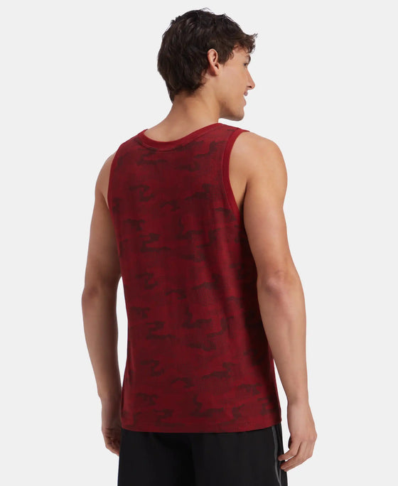 Super Combed Cotton Blend Printed Tank Top - Sundried Tomato