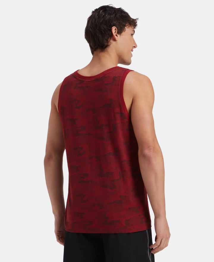 Super Combed Cotton Blend Printed Tank Top - Sundried Tomato
