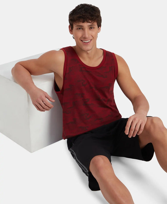 Super Combed Cotton Blend Printed Tank Top - Sundried Tomato