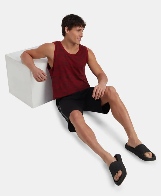 Super Combed Cotton Blend Printed Tank Top - Sundried Tomato