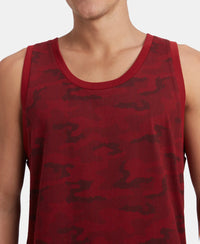 Super Combed Cotton Blend Printed Tank Top - Sundried Tomato