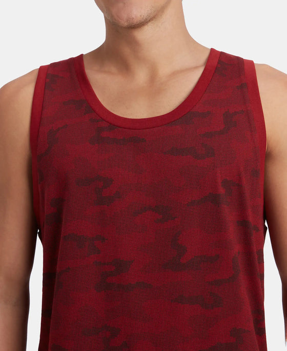 Super Combed Cotton Blend Printed Tank Top - Sundried Tomato