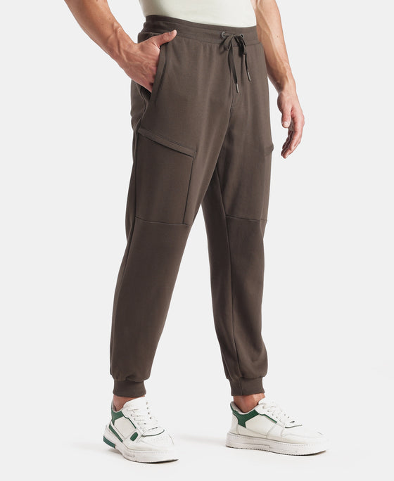Super Combed Cotton Rich Regular Fit Jogger with Zipper Pockets - Black Olive