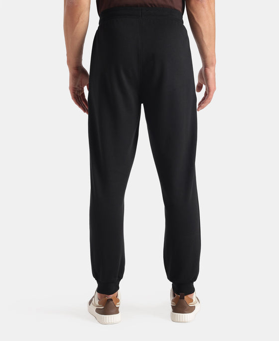 Super Combed Cotton Rich Regular Fit Jogger with Zipper Pockets - Black