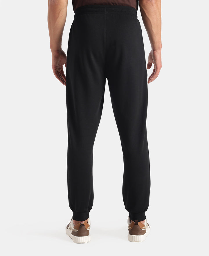 Super Combed Cotton Rich Regular Fit Jogger with Zipper Pockets - Black