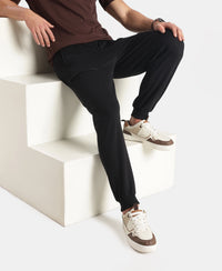 Super Combed Cotton Rich Regular Fit Jogger with Zipper Pockets - Black