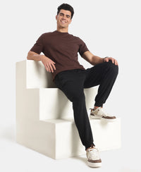 Super Combed Cotton Rich Regular Fit Jogger with Zipper Pockets - Black