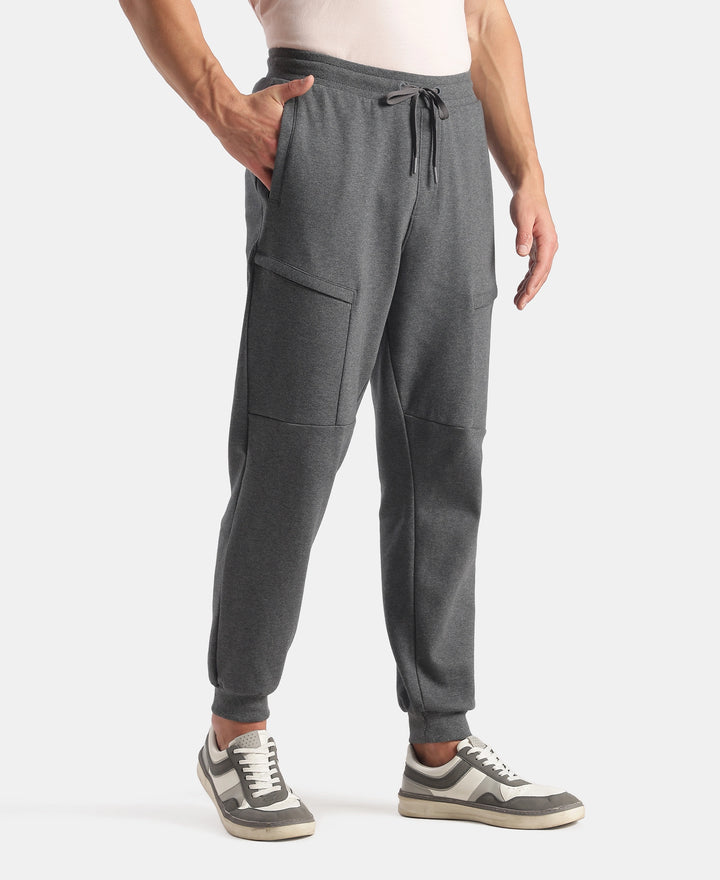Super Combed Cotton Rich Regular Fit Jogger with Zipper Pockets - Charcoal Melange