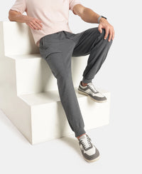 Super Combed Cotton Rich Regular Fit Jogger with Zipper Pockets - Charcoal Melange